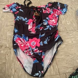 Black floral swimsuit